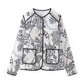 Cotton Printed Quilted Long Sleeve Patchwork Jacket
